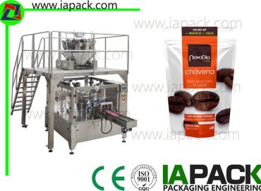 Máquina de embalaje rotativa de la máquina de embalaje del bolso de la cremallera de los granos de café con la escala de la multi-cabeza